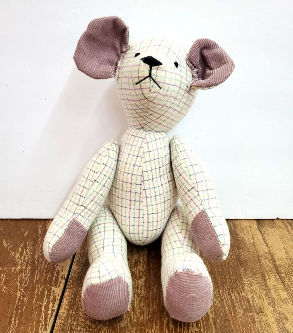 Handmade Memory/Keepsake Bear Movable Arms And Legs Plaid Flannel & Corduroy